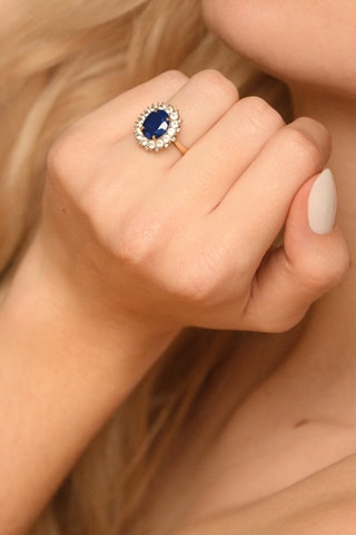 Bague Soleil Bleu - Or jaune, topazes et saphir