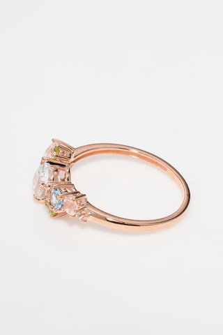 Bague Maïna - Or rose, topazes, préhnites et quartz