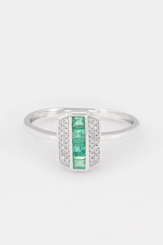 Bague Katell - Or blanc, diamants et émeraudes