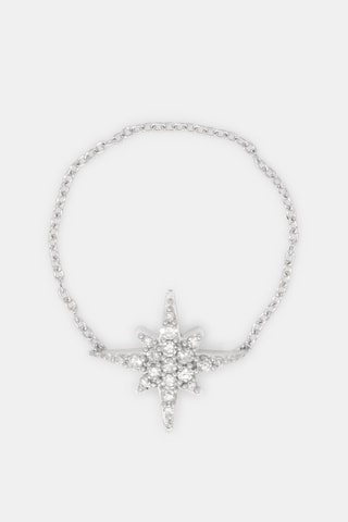 Bague chaînette Star - Or blanc et diamants