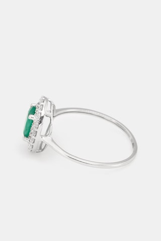Bague Andaman - Or blanc, diamants et émeraude