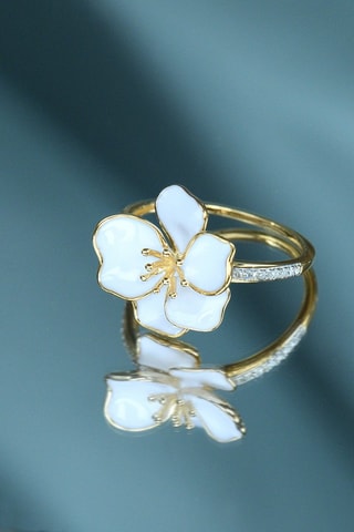 Bague Orchidée - Or jaune et diamants