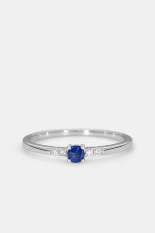 Bague Niylah - Or blanc, diamants et saphir