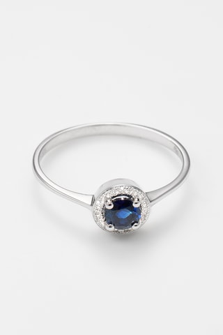 Bague Elyon - Or blanc, diamants et saphir