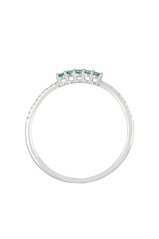 Bague Lisière - Or blanc, diamants et émeraudes