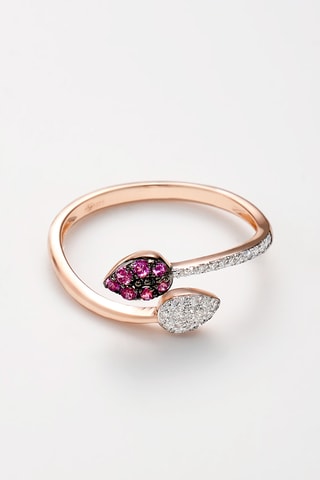 Bague Liv - Or rose, diamants et rhodonites