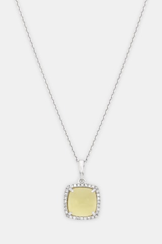 Pendentif Mélinda - Or blanc, diamants et quartz