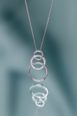 Pendentif Trio encerclé - Or blanc et diamants