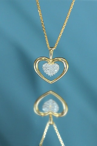 Pendentif Cœur Tendresse - Or jaune et diamants