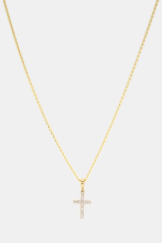 Pendentif Croix du bonheur - Or jaune et diamants