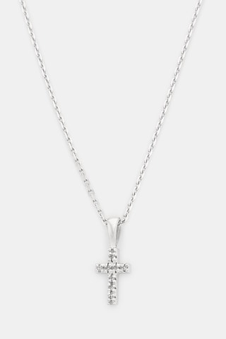 Pendentif Mini croix - Or blanc et diamants