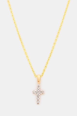 Pendentif Mini croix -  Or jaune et diamants