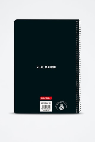 Caderno aos quadrados e espiral Real Madrid - 160 páginas - Branco e cinzento - 21,5 x 31 cm