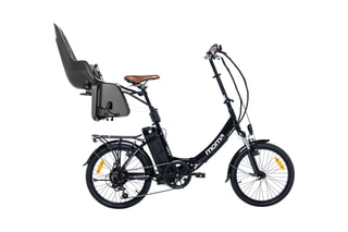 Inklapbaar Stadsfiets Ebike 20.2 en Zitje Bobike One Maxi E-D - Zwart