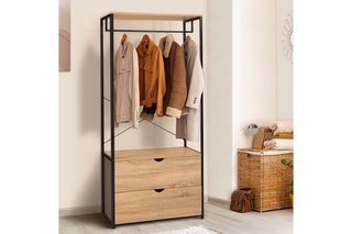 Closet 2 gavetas Memphis - Imitação de madeira e preto
