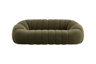 Canapé Remy - Kaki - 3 places - Toucher velours