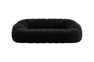 Canapé Remy - Noir - 3 places - Toucher velours