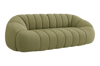 Canapé Remy - Vert olive - 3 places - En tissu bouclette