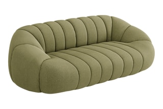 Canapé Remy - Vert olive - 3 places - En tissu bouclette