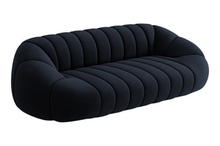 Canapé Remy - Bleu foncé - 4 places - Toucher velours