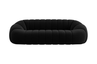 Canapé Remy - Noir- 4 places - Toucher velours