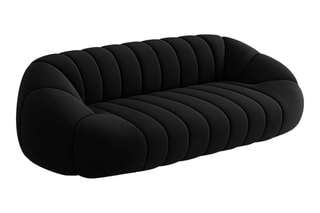 Canapé Remy - Noir- 4 places - Toucher velours