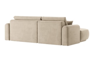 Canapé d’angle gauche modulable et convertible Adriana - Beige clair - 5 places - Tissu velours