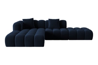 Canapé d’angle gauche Elise - Bleu roi - 4 places - Tissu velours