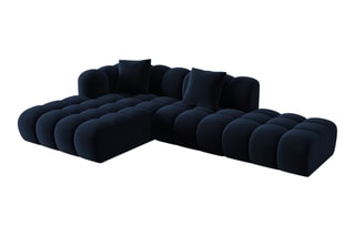 Canapé d’angle gauche Elise - Bleu roi - 4 places - Tissu velours