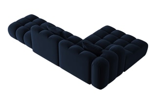 Canapé d’angle gauche Elise - Bleu roi - 4 places - Tissu velours