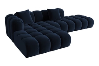 Canapé d’angle gauche Elise - Bleu roi - 4 places - Tissu velours