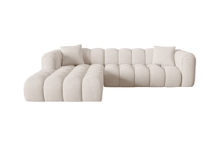 Canapé d’angle gauche modulaire Elise - Beige - 4 places - En tissu chenille