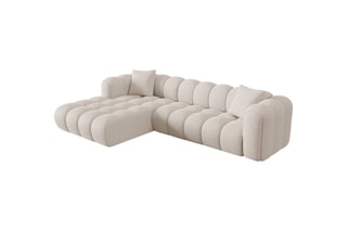 Canapé d’angle gauche modulaire Elise - Beige - 4 places - En tissu chenille