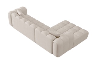 Canapé d’angle gauche modulaire Elise - Beige - 4 places - En tissu chenille