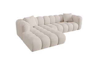 Canapé d’angle gauche modulaire Elise - Beige - 4 places - En tissu chenille