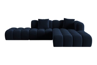 Canapé d’angle droit Elise - Bleu roi - 4 places - En tissu velours