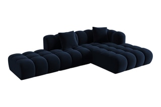 Canapé d’angle droit Elise - Bleu roi - 4 places - En tissu velours