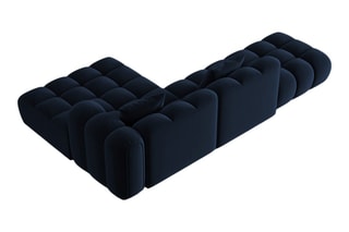 Canapé d’angle droit Elise - Bleu roi - 4 places - En tissu velours