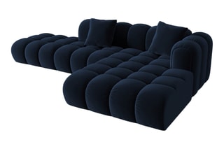 Canapé d’angle droit Elise - Bleu roi - 4 places - En tissu velours