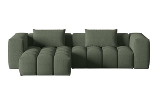 Canapé d'angle gauche Lorella - Vert olive - 3 places - Revêtement en tissu
