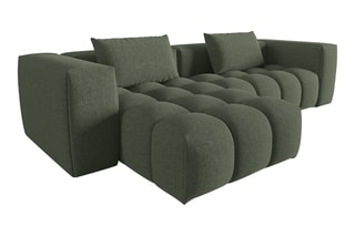 Canapé d'angle gauche Lorella - Vert olive - 3 places - Revêtement en tissu