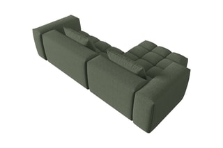 Canapé d'angle gauche Lorella - Vert olive - 3 places - Revêtement en tissu