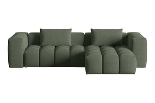 Canapé d'angle droit Lorella - Vert olive - 3 places - Revêtement en tissu