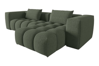 Canapé d'angle droit Lorella - Vert olive - 3 places - Revêtement en tissu