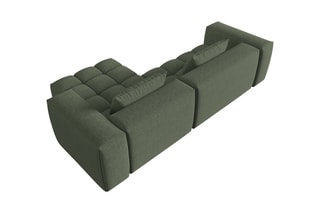 Canapé d'angle droit Lorella - Vert olive - 3 places - Revêtement en tissu