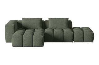 Canapé d'angle gauche Lorella - Vert olive - 4 places - Revêtement en tissu