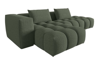 Canapé d'angle gauche Lorella - Vert olive - 4 places - Revêtement en tissu