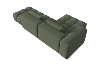 Canapé d'angle gauche Lorella - Vert olive - 4 places - Revêtement en tissu