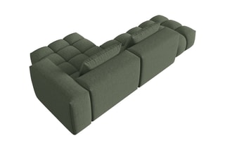 Canapé d'angle droit Lorella - Vert olive - 4 places - Revêtement en tissu
