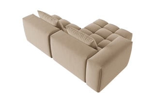 Canapé d'angle gauche modulaire Lorella - Sable - 3 places - Revêtement en velours